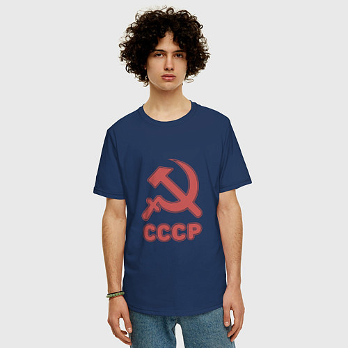 Мужская футболка оверсайз СССР / Тёмно-синий – фото 3