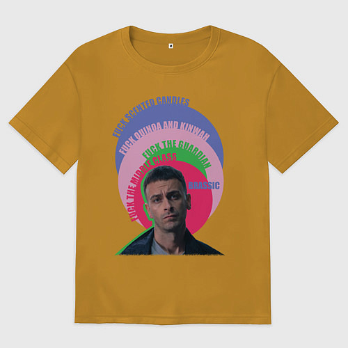 Мужская футболка оверсайз Brassic Fuck Quinoa Vinnie / Горчичный – фото 1