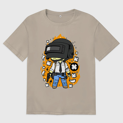 Мужская футболка оверсайз PUBG / Миндальный – фото 1