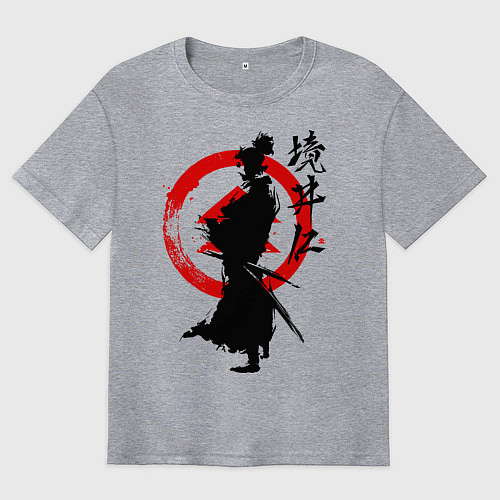 Мужская футболка оверсайз Ghost of Tsushima / Меланж – фото 1