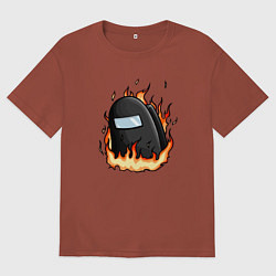Футболка оверсайз мужская Among Us fire, цвет: кирпичный