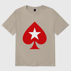 Футболка оверсайз мужская Покер Пики Poker Stars, цвет: миндальный