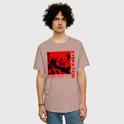 Футболка оверсайз мужская Kaneki Ken Eyepatch, цвет: пыльно-розовый — фото 2