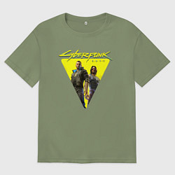 Футболка оверсайз мужская Cyberpunk 2077, цвет: авокадо