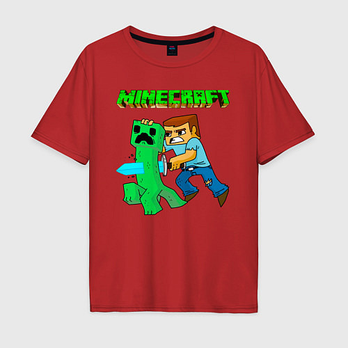 Мужская футболка оверсайз Minecraft / Красный – фото 1