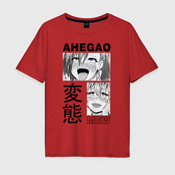 Футболка оверсайз мужская Ahegao, цвет: красный