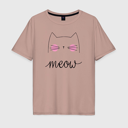 Мужская футболка оверсайз Meow / Пыльно-розовый – фото 1