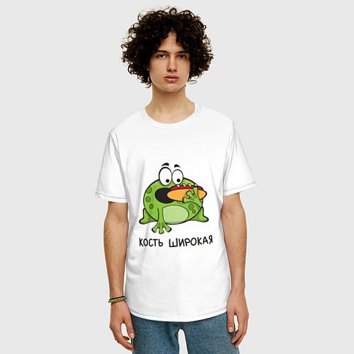 Мужская футболка оверсайз Лягушка - Кость широкая / Белый – фото 3