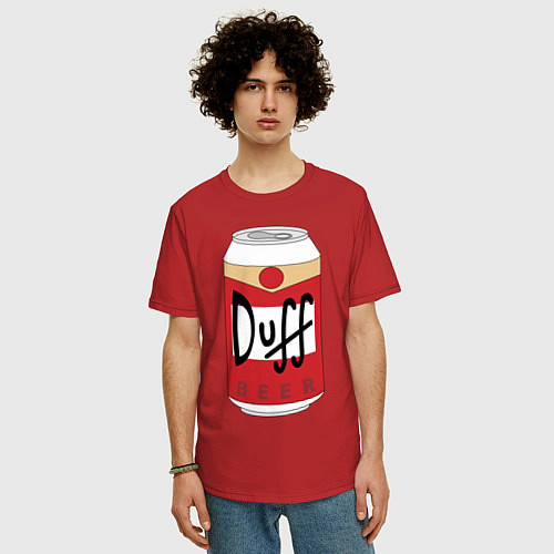Мужская футболка оверсайз Duff Beer / Красный – фото 3