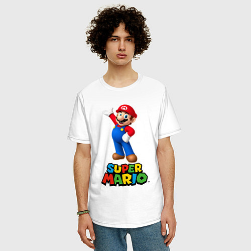 Мужская футболка оверсайз Super Mario / Белый – фото 3