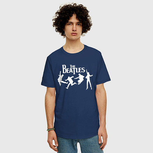 Мужская футболка оверсайз The Beatles / Тёмно-синий – фото 3