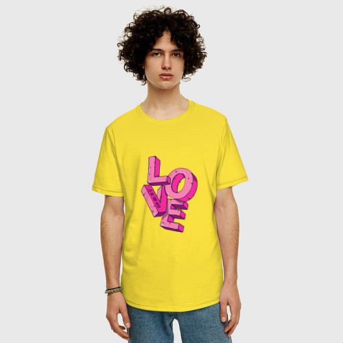 Мужская футболка оверсайз Love is all you need Beatles / Желтый – фото 3