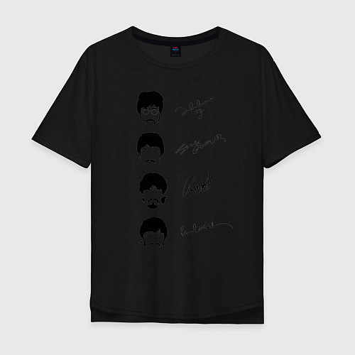 Мужская футболка оверсайз The Beatles автографы / Черный – фото 1