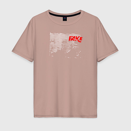 Мужская футболка оверсайз Fake Фальшивка / Пыльно-розовый – фото 1