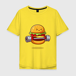 Футболка оверсайз мужская Бургер на спорте, цвет: желтый