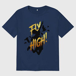 Футболка оверсайз мужская FLY HIGH gold ver, цвет: тёмно-синий