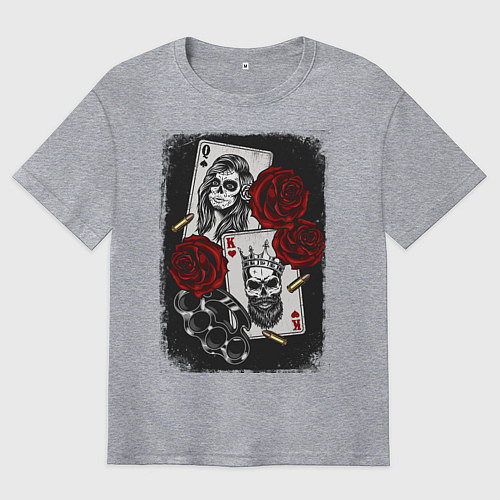 Мужская футболка оверсайз The Skull King and Queen / Меланж – фото 1