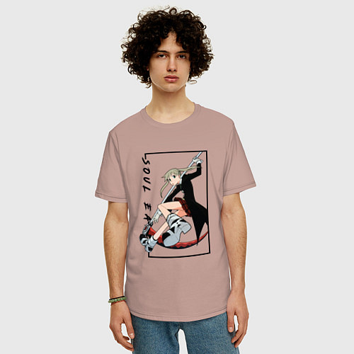 Мужская футболка оверсайз Моя геройская академия / Пыльно-розовый – фото 3