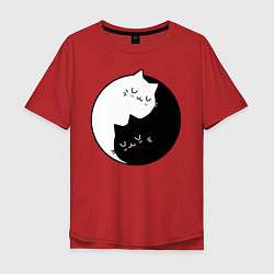 Мужская футболка оверсайз Yin and Yang cats