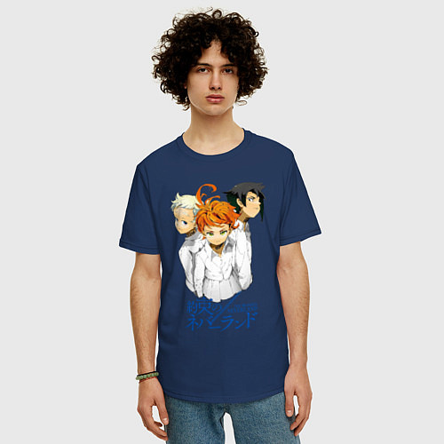 Мужская футболка оверсайз Обещанный Неверленд / Тёмно-синий – фото 3