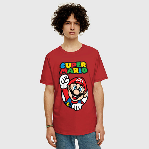 Мужская футболка оверсайз Mario / Красный – фото 3