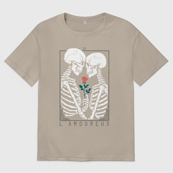 Футболка оверсайз мужская Love День святого Валентина, цвет: миндальный