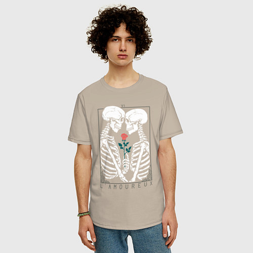 Мужская футболка оверсайз Love День святого Валентина / Миндальный – фото 3