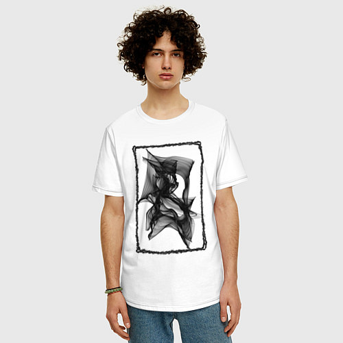 Мужская футболка оверсайз Абстракция - Черная сеть / Белый – фото 3