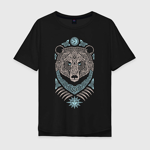 Мужская футболка оверсайз Медведь / Черный – фото 1