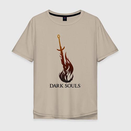 Мужская футболка оверсайз Dark Souls - Bonfire / Миндальный – фото 1
