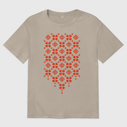 Футболка оверсайз мужская Белорусская вышиванка, цвет: миндальный