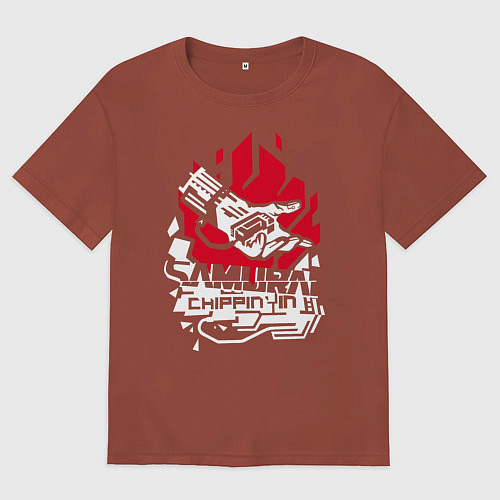 Мужская футболка оверсайз Cyberpunk 2077 SAMURAI / Кирпичный – фото 1