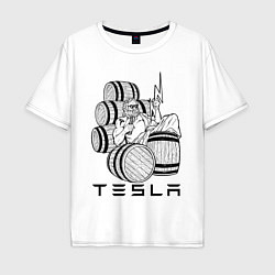 Футболка оверсайз мужская TESLA ZEUS ТЕСЛА ЗЕВС Z, цвет: белый