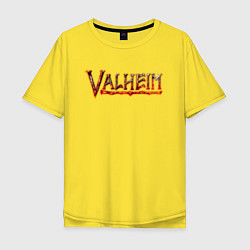 Футболка оверсайз мужская Valheim огненный лого, цвет: желтый