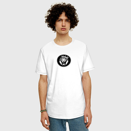 Мужская футболка оверсайз Лев Корона на Голове / Белый – фото 3