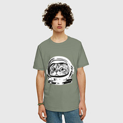 Футболка оверсайз мужская Кот космонавт, цвет: авокадо — фото 2