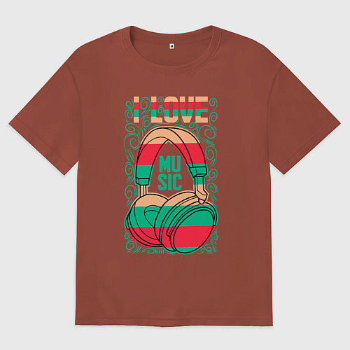 Мужская футболка оверсайз Музыка это моя жизнь / Кирпичный – фото 1