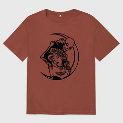 Футболка оверсайз мужская Девушка и скелет, цвет: кирпичный