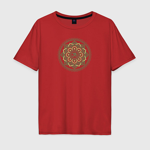 Мужская футболка оверсайз Mandala chakra Anahata Green / Красный – фото 1