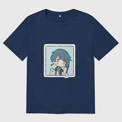 Футболка оверсайз мужская Син Цю, цвет: тёмно-синий