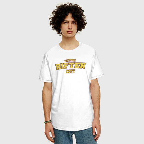 Мужская футболка оверсайз SKYRIM - RIFTEN CITY / Белый – фото 3