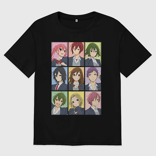 Мужская футболка оверсайз Horimiya characters / Черный – фото 1