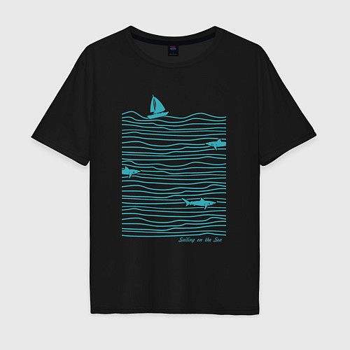 Мужская футболка оверсайз Море / Черный – фото 1