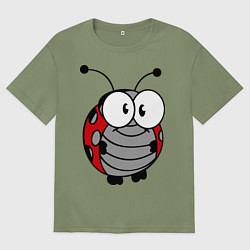 Футболка оверсайз мужская Удивленная божья коровка, цвет: авокадо