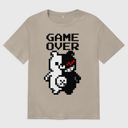 Футболка оверсайз мужская MONOKUMA GAME OVER, цвет: миндальный