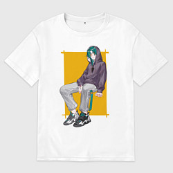 Футболка оверсайз мужская Современный Сяо, цвет: белый