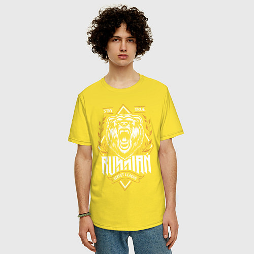 Мужская футболка оверсайз RUSSIAN BEAR / Желтый – фото 3