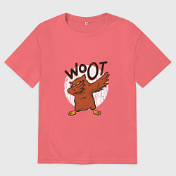 Футболка оверсайз мужская Dabbing Owl, цвет: коралловый