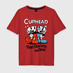 Мужская футболка оверсайз Cuphead, Dont deal with devil