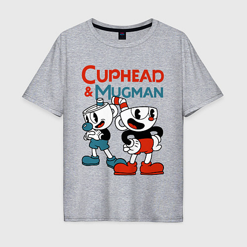 Мужская футболка оверсайз Cuphead & Mugman / Меланж – фото 1